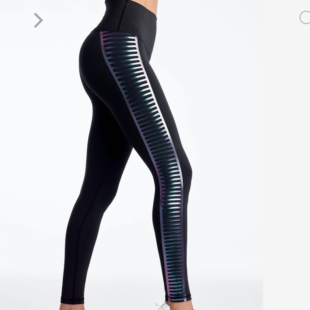 DYI High Rise Signature Iridescent Stripe Black Leggings Size Small S